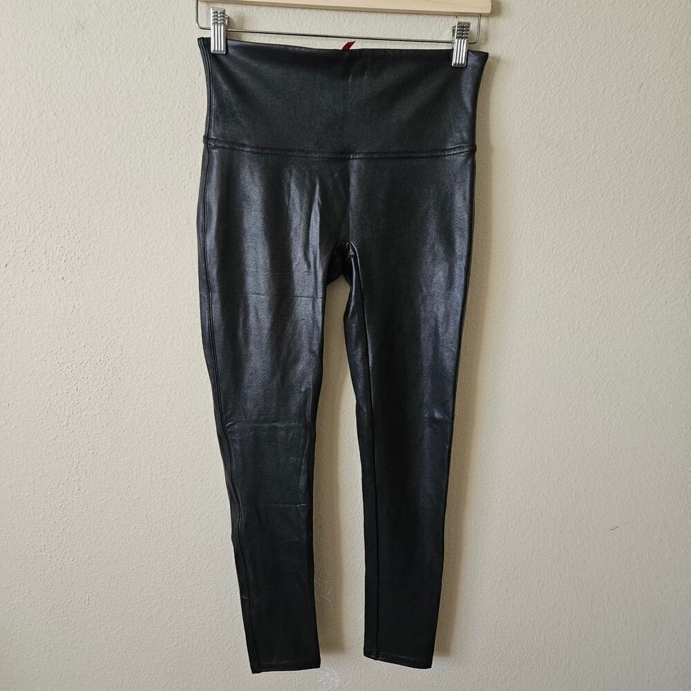 SPANXshape™ Faux Leather Black Leggings Large